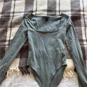 Forever 21 Sage Green Long Sleeve Bodysuit